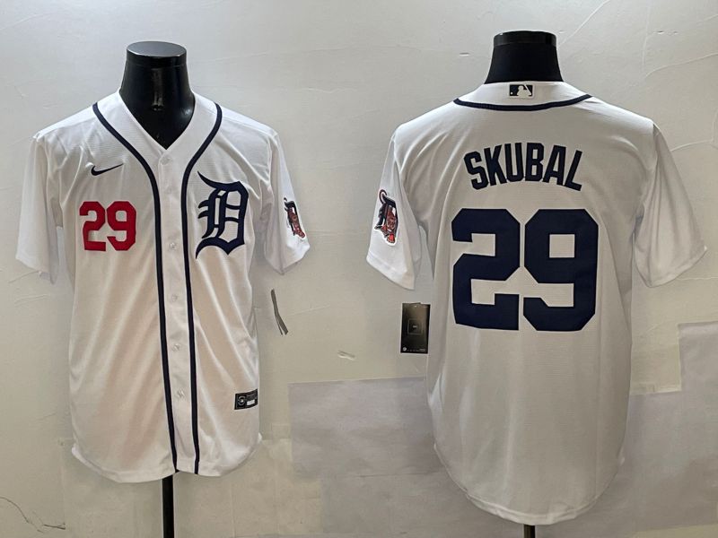 Men Detroit Tigers #29 Skubal White Game 2025 Nike MLB Jersey style 3